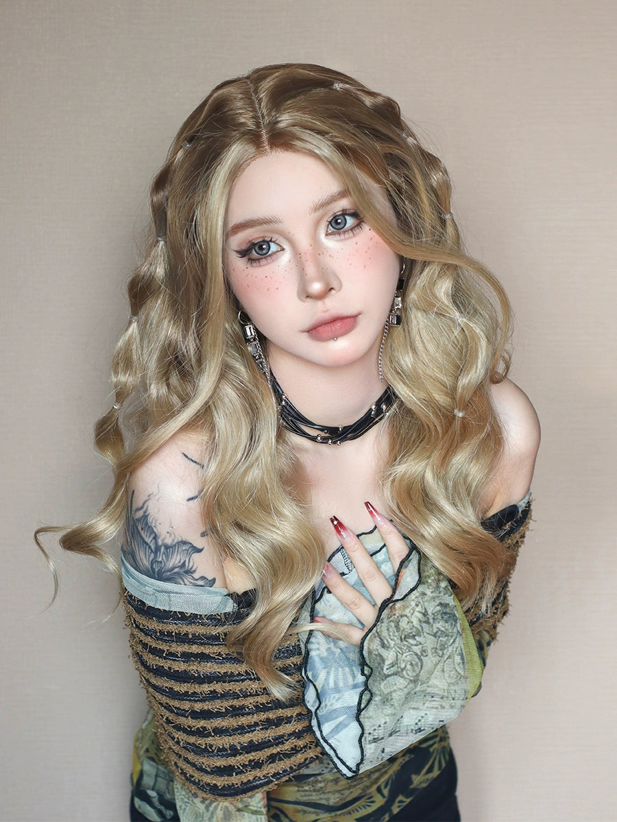 Lace golden brown gradient wig A41379
