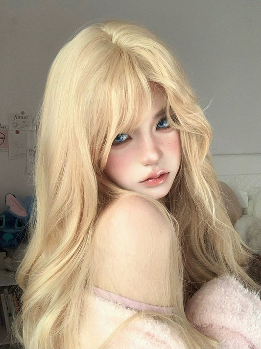 Everyday soft girl lolita jk golden curly hair AP143