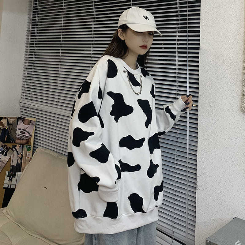 chic cow spotted print sweatshirt A41155
