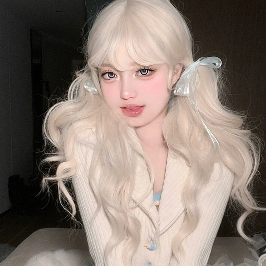 Lolita milk blonde long wavy hair AP106