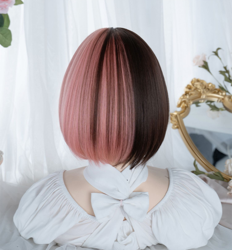 black coral pink wig A40390