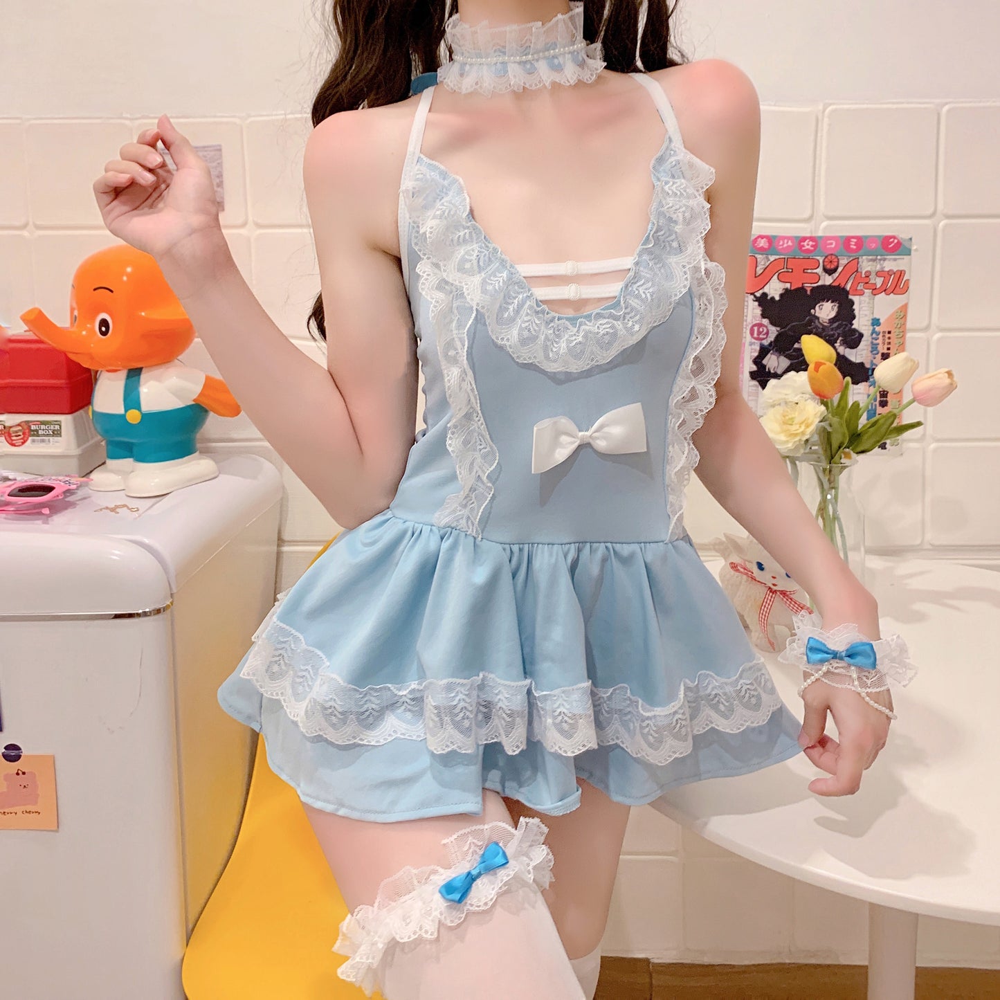 Soft girl lace nightdress A20724