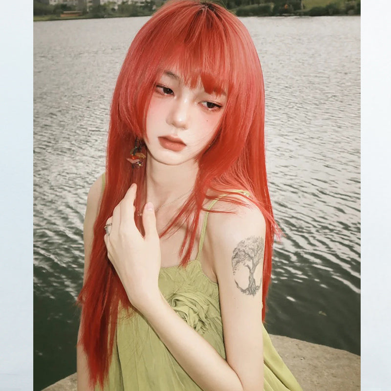 orange red wig A40176