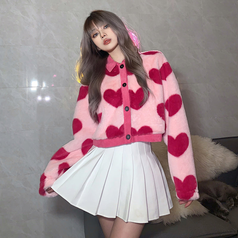 Pink sweetheart girl plush jacket A30387