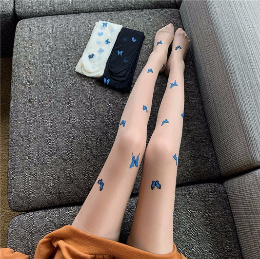 butterfly print stockings A40526