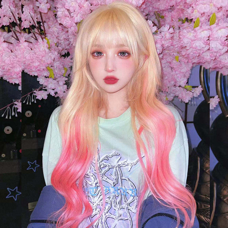 Milk girl group gold gradient pink wig A30613