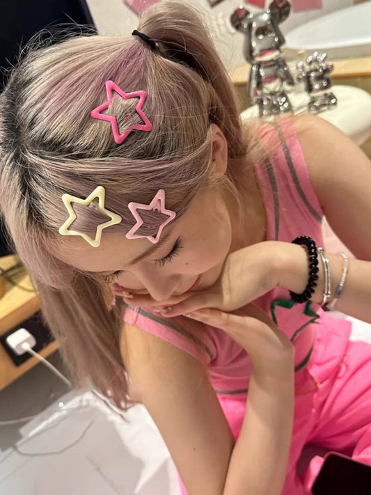 Sweet cool Y2K color star hairpin A40890