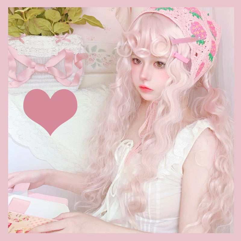 Rose Garden Light Pink Wool Curl Wig A40955