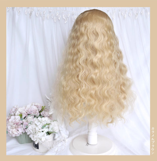 Black gold girl angel gold dense wool curly wig A40956