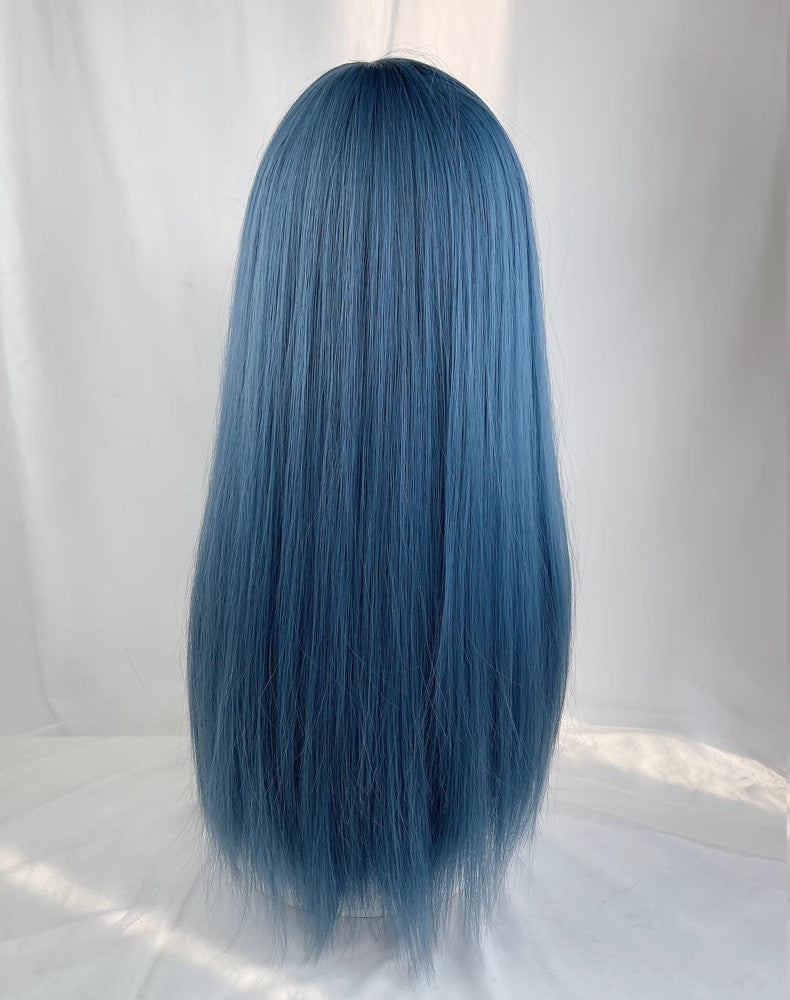 y2k dyed blue and brown highlighted wig A40964