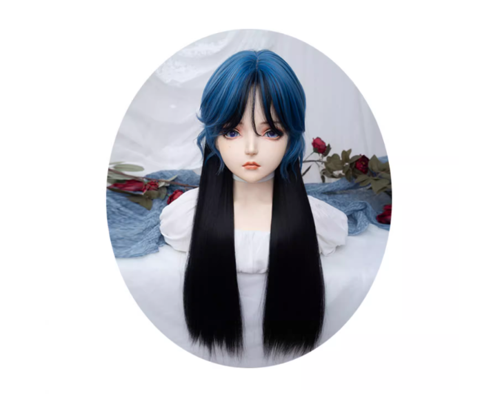 Blue ocean lolita highlighted long straight hair A41037