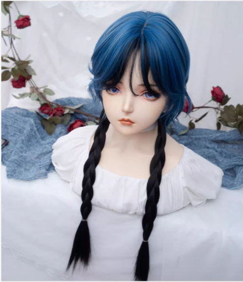 Blue ocean lolita highlighted long straight hair A41037