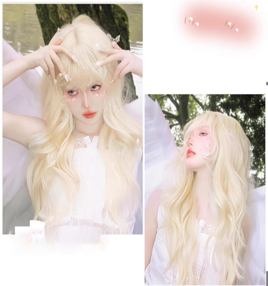 Milk platinum lolita water ripple wig A41039