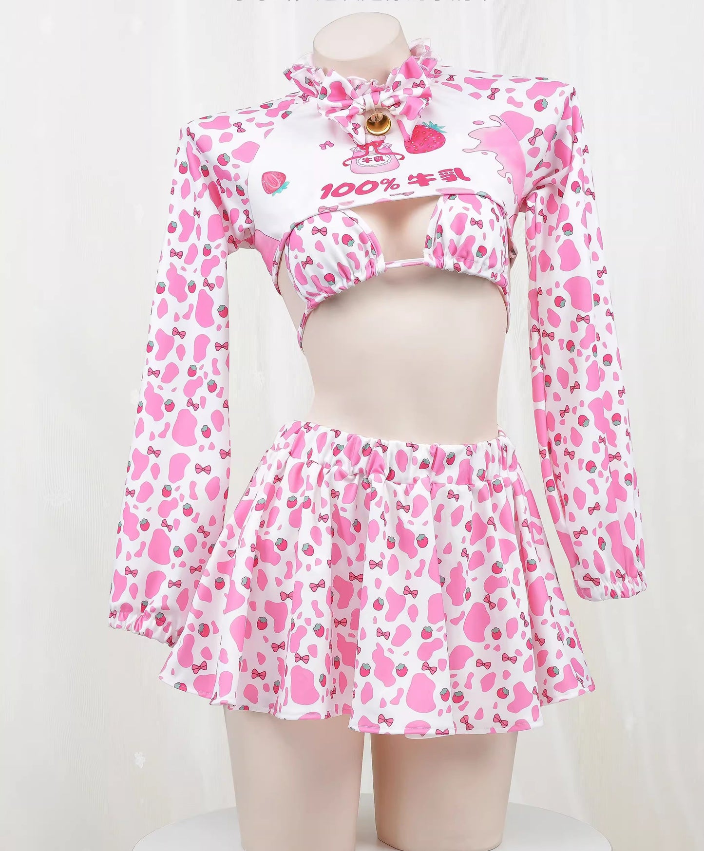 Cute pink cow print set A41092