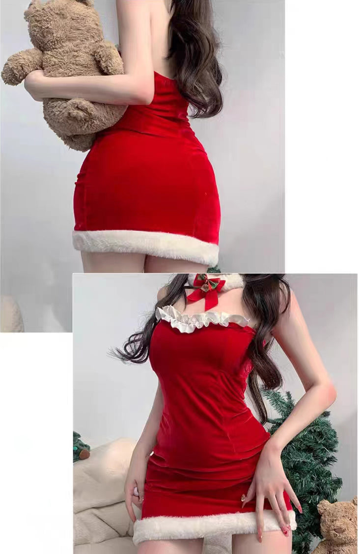 Christmas red velvet dress A41206
