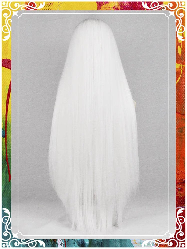 Hot girl Lolita matte white 85cm long straight hair A41244