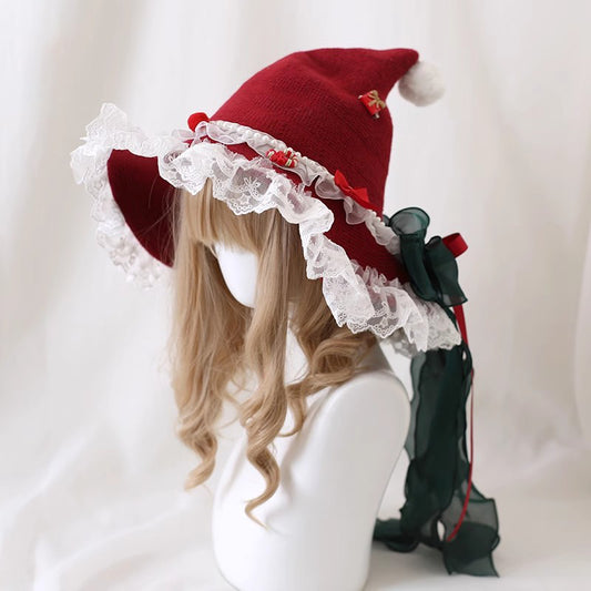 Lolita Christmas bow witch hat A41338