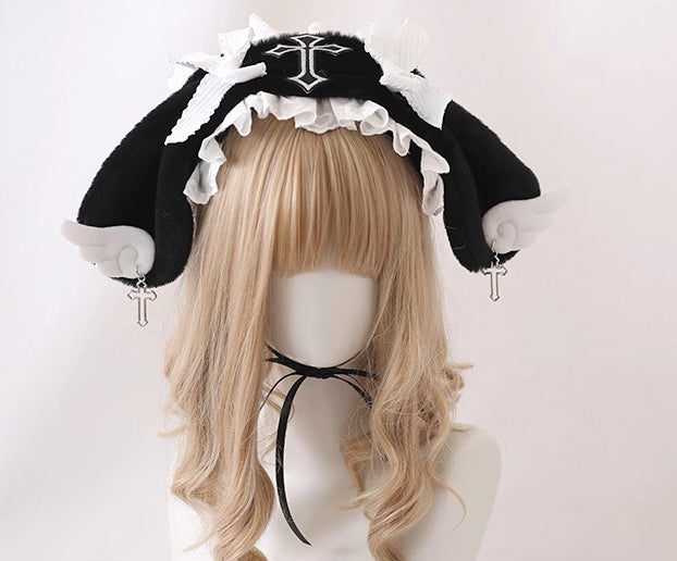 Lolita rabbit ears plush angel wings headband A41345