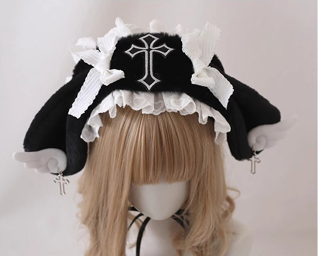 Lolita rabbit ears plush angel wings headband A41345