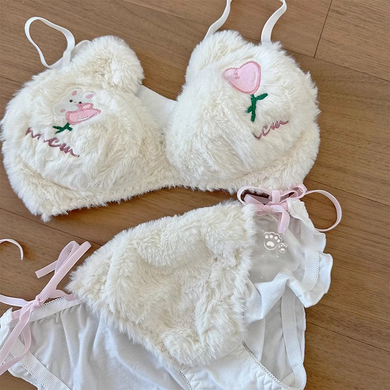Love rabbit embroidered bra set A41392