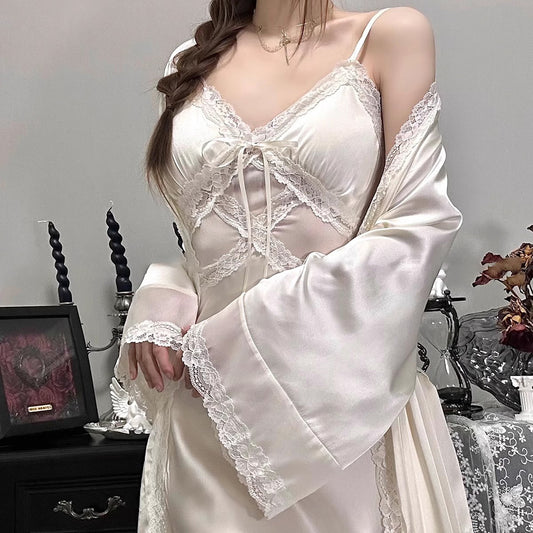 "Moonlight Manor" elegant satin suspender nightgown AP103