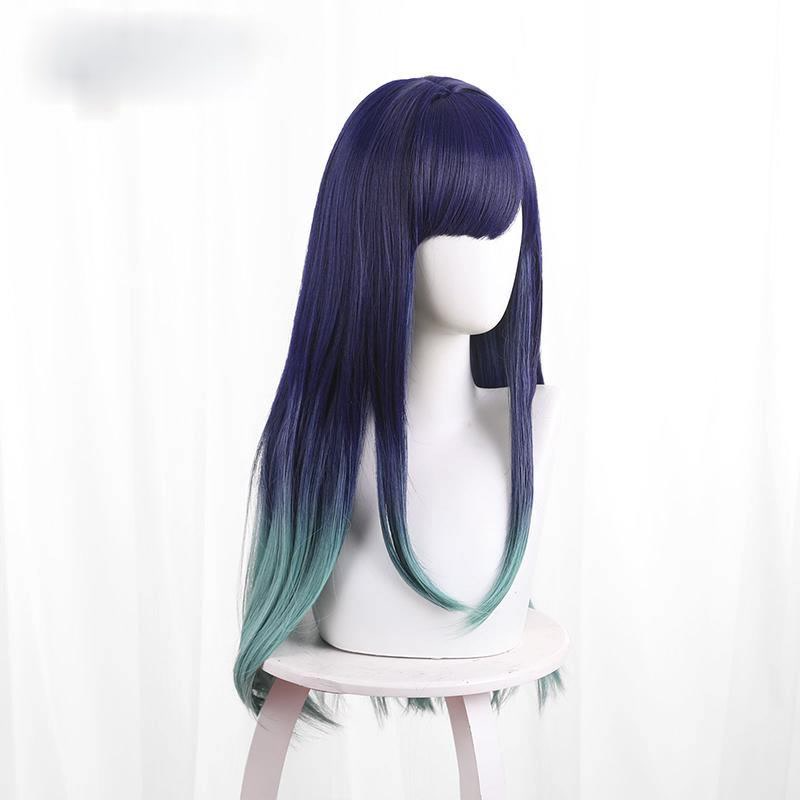 Akane Kurokawa mixed blue-purple gradient gray-green cos wig AP181