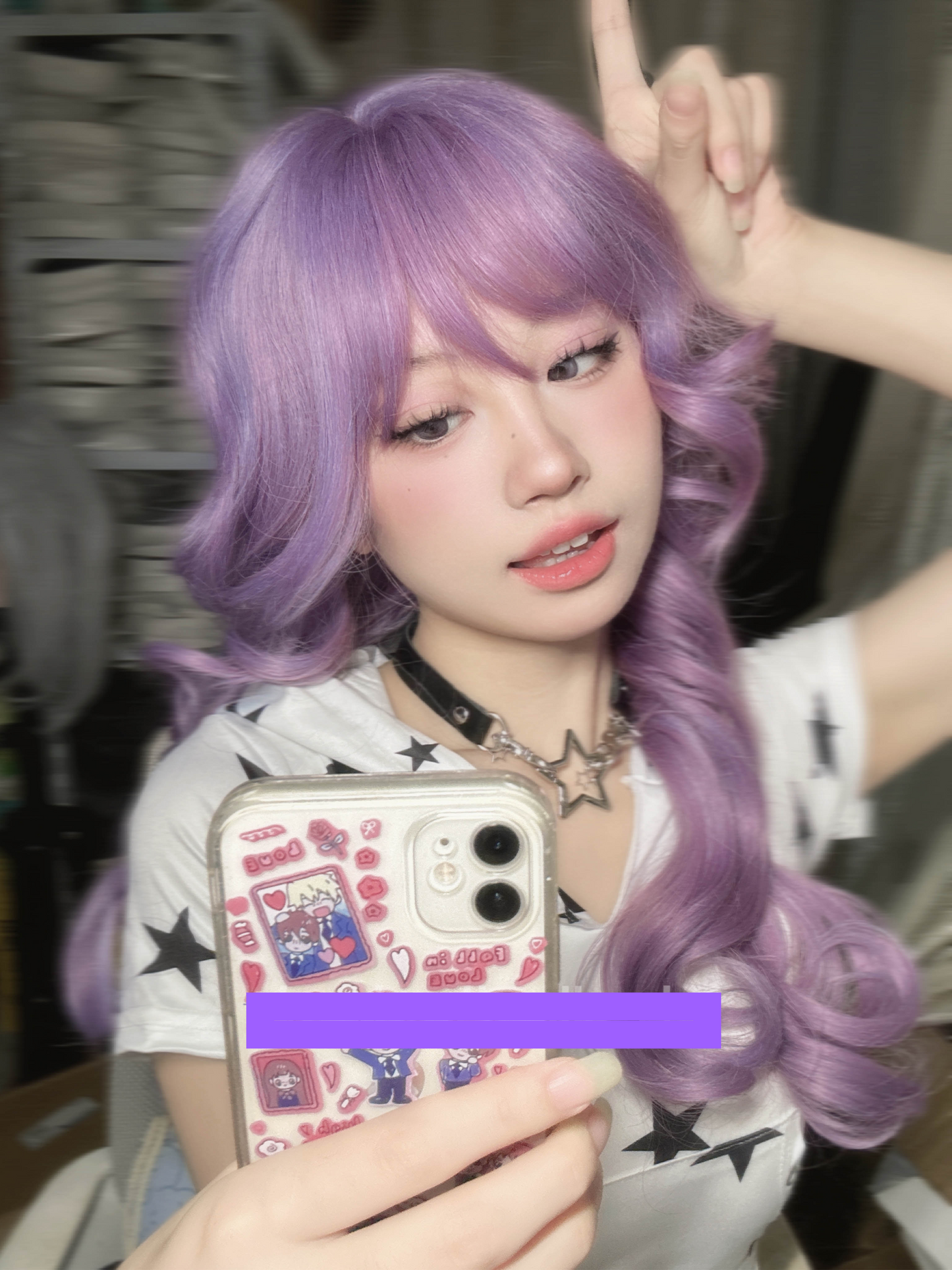 "Night Flying Star" purple lolita palace long curly hair AP288