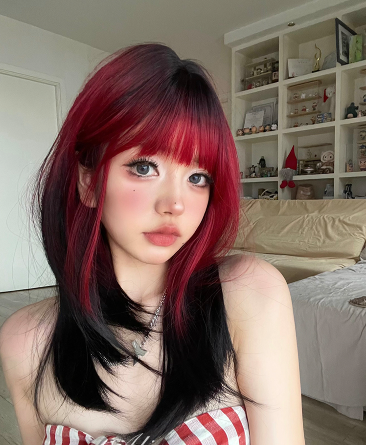 Lolita Japanese Gradient "Strawberry Jam" Long Straight Hair AP307