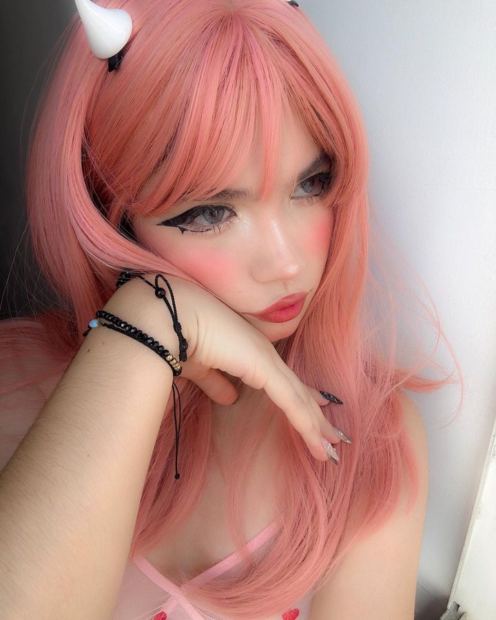 Orange pink wig A30765