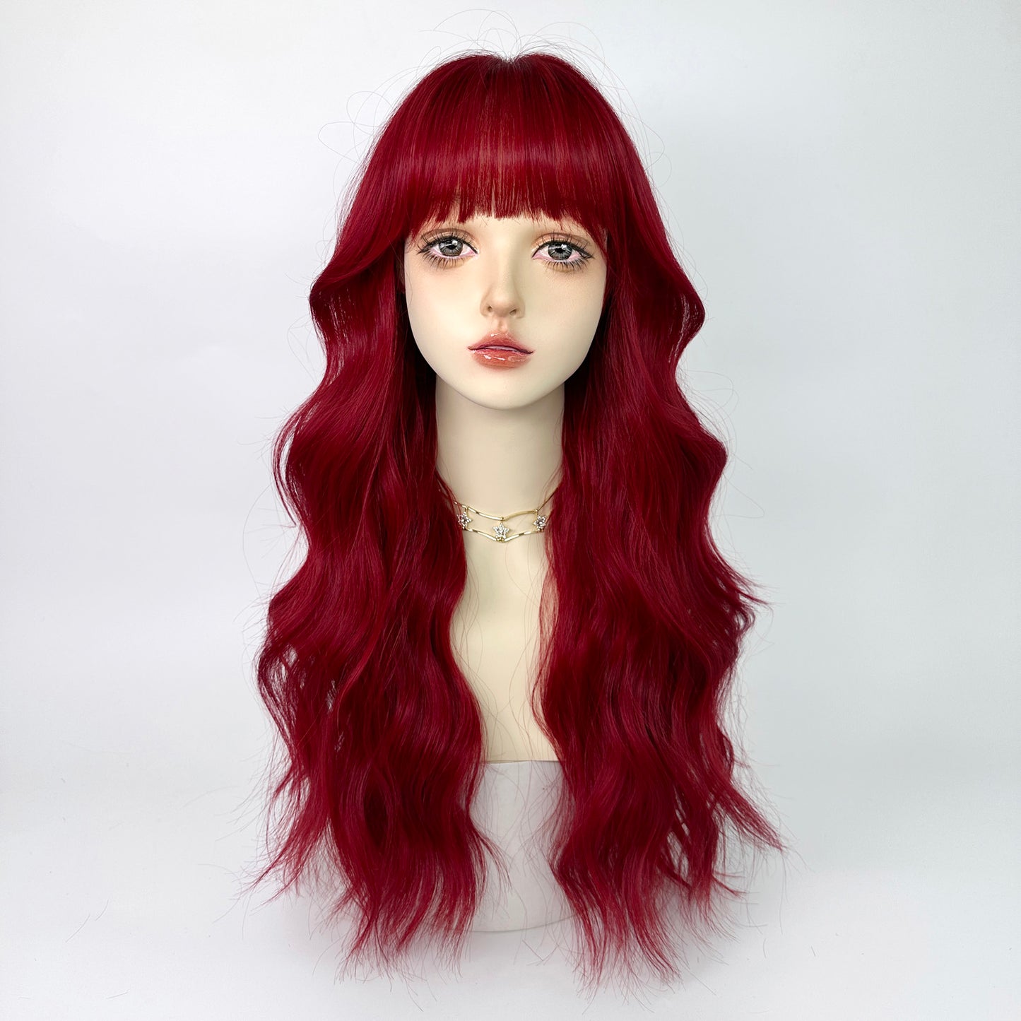 Raspberry red lolita long curly hair A40742