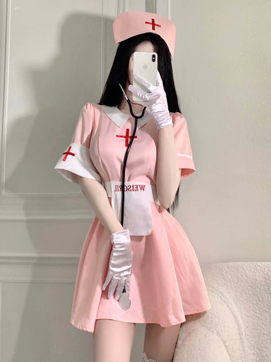 Cute white angel cosplay maid nurse costume A41275
