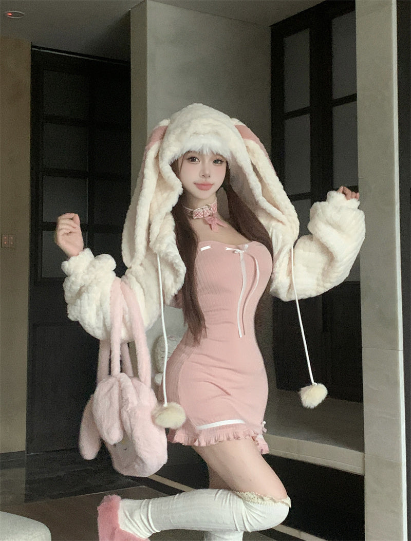 Cute bunny ears hooded cardigan A41057