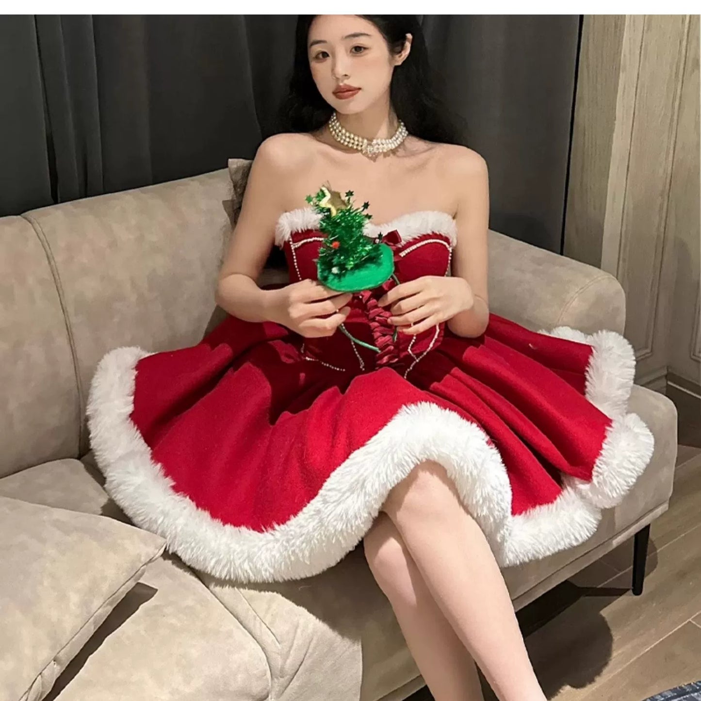 Red Christmas tutu dress A41254