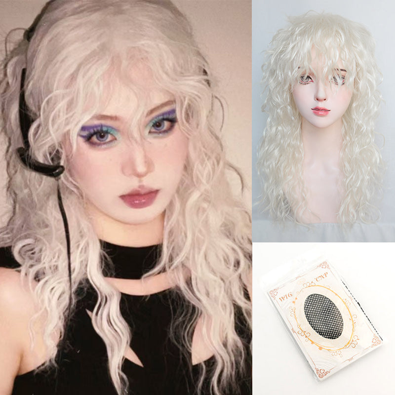 White Wool Curl Layered Teenager Wig A40888