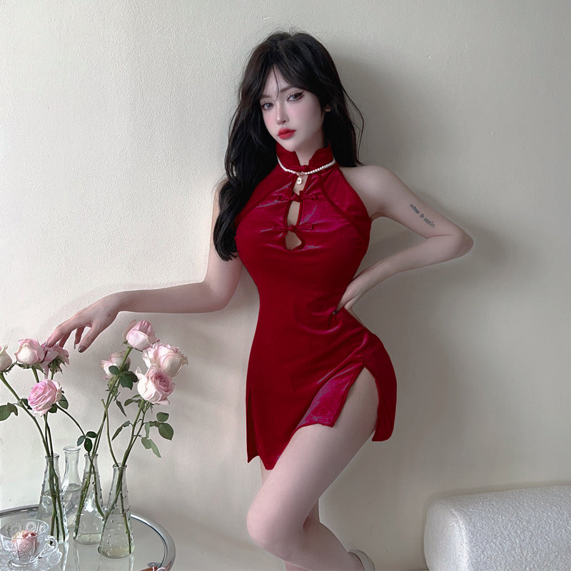 Sweet and spicy cheongsam short dress A40714