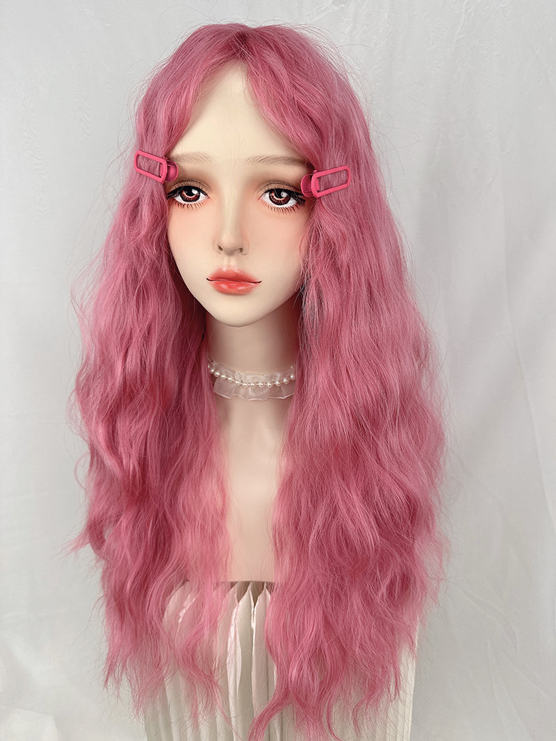 Barbie pink Y2K wool curly wig A40620