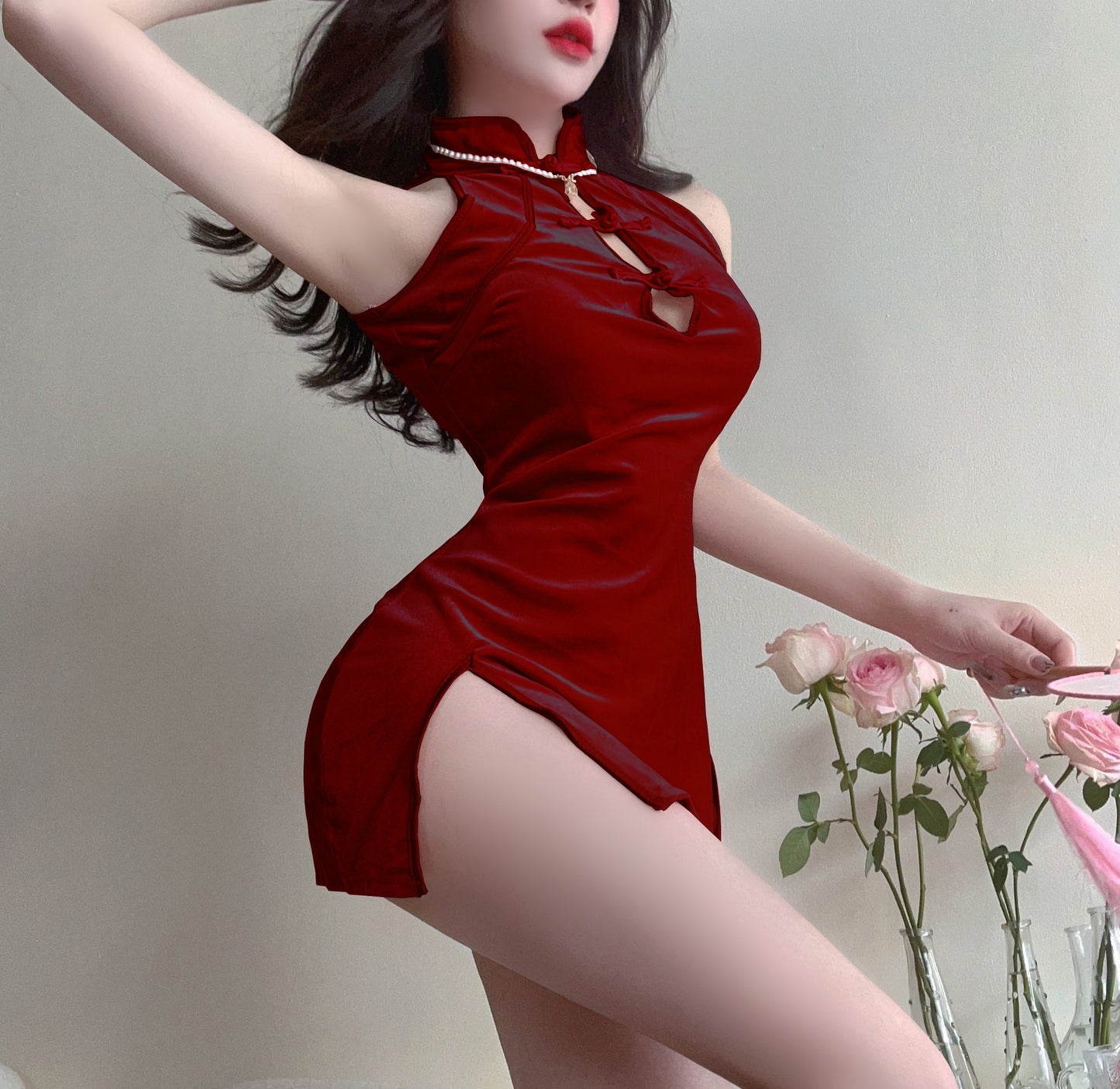 Sweet and spicy cheongsam short dress A40714