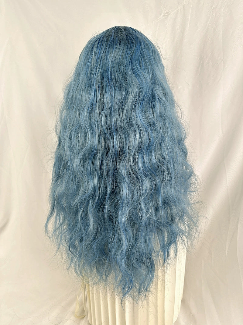 Blue wool curly Lolita long curly hair A41066