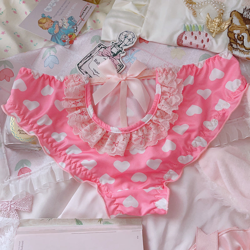 Barbie Pink Peach Heart Girl Ice Silk Panties A40701