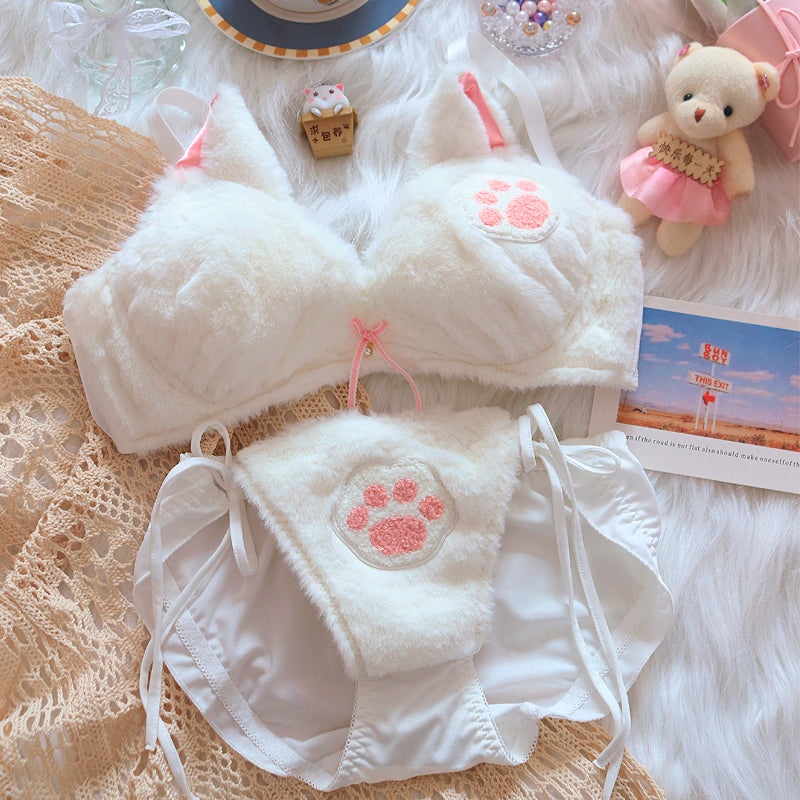 Soft Girl Cute Bear Print Bra Set A40880 – apsanil