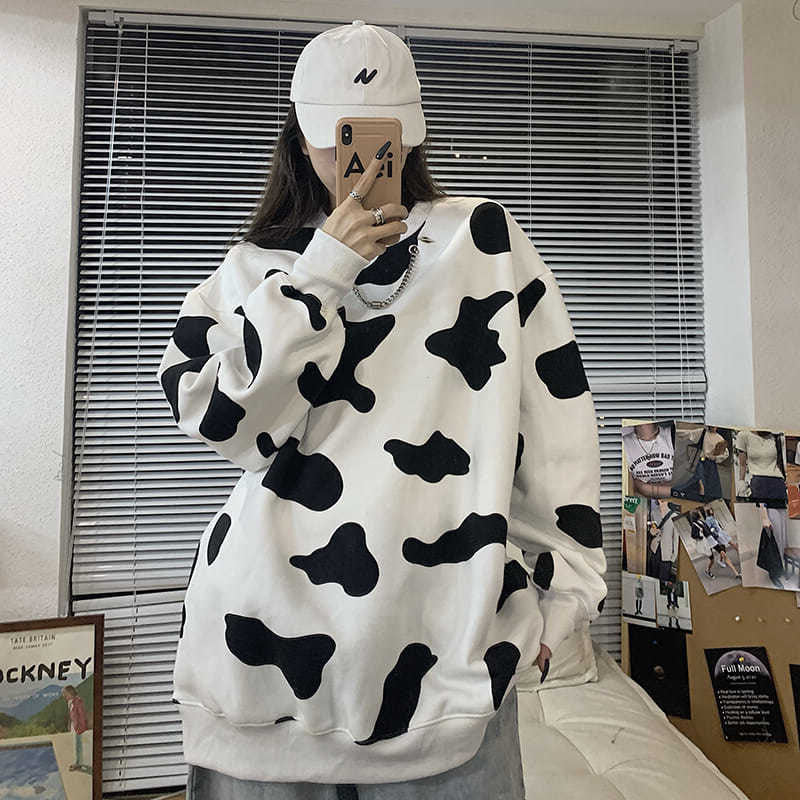 chic cow spotted print sweatshirt A41155