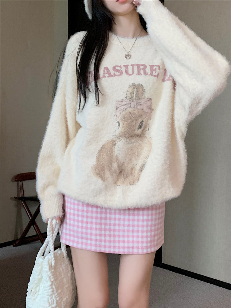 Rabbit print sweater A41078