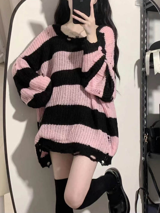 Pink striped sweater A40910