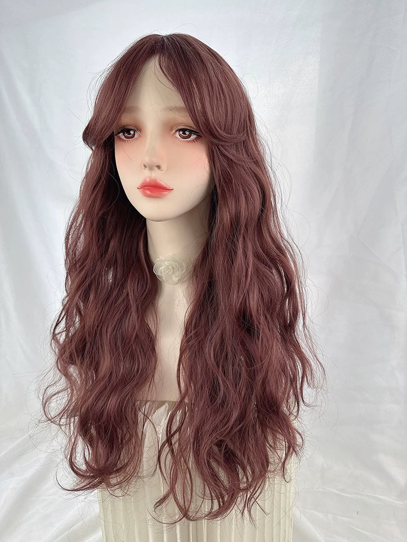 Red brown romantic long curly hair AP304