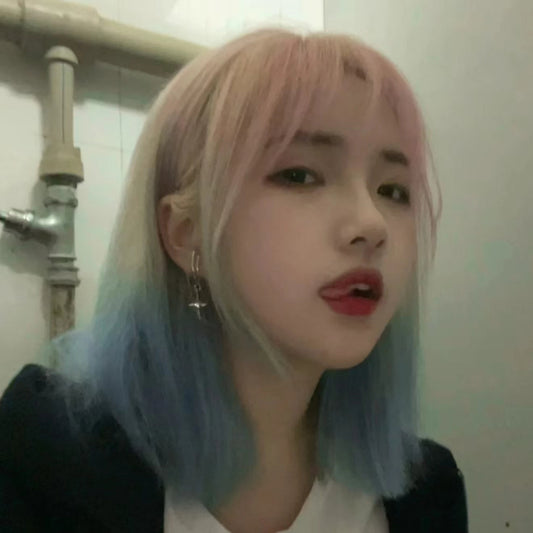 Pink blue gradient wig AP110