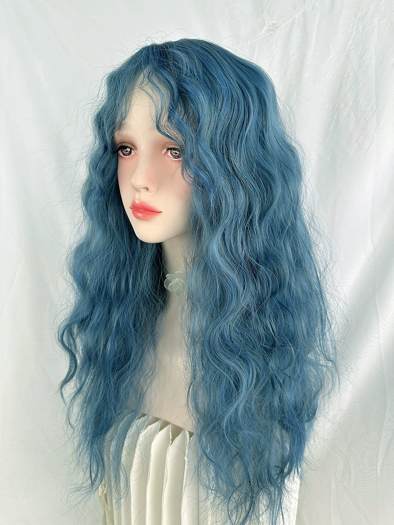 Blue wool curly Lolita long curly hair A41066