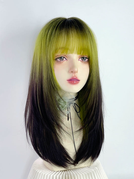 y2k fluorescent green wig A41305