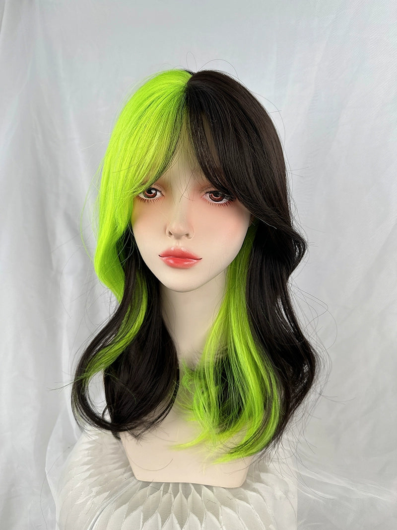 Fluorescent green gradient black straight hair AP224