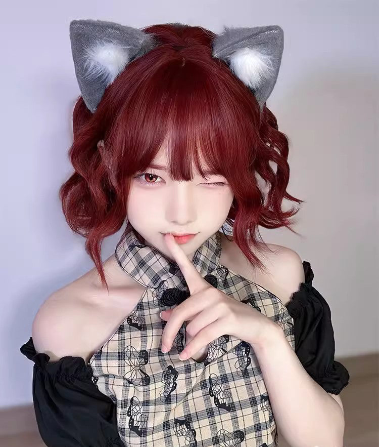 Cute lolita red short curly hair A40950