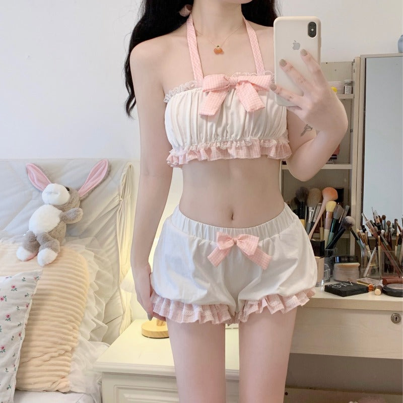 Sweet bowknot bloomers set A40788
